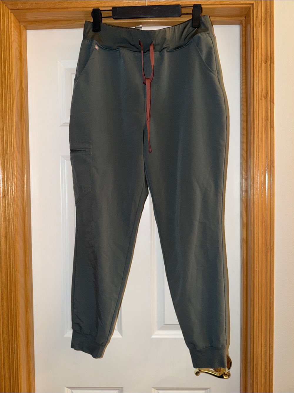 Figs Olive Green Jogger Pants with Rust Drawstring
